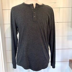 Michael Brandon Dark Charcoal Gray Henley Long Sleeve Shirt Size Large